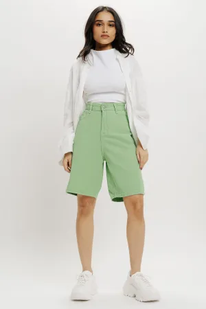 Green Bermuda Denim Shorts
