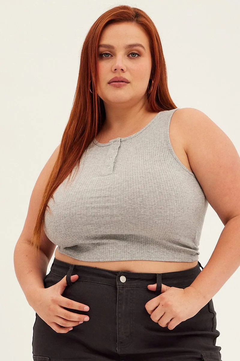Grey Tank Top Sleeveless Button Down