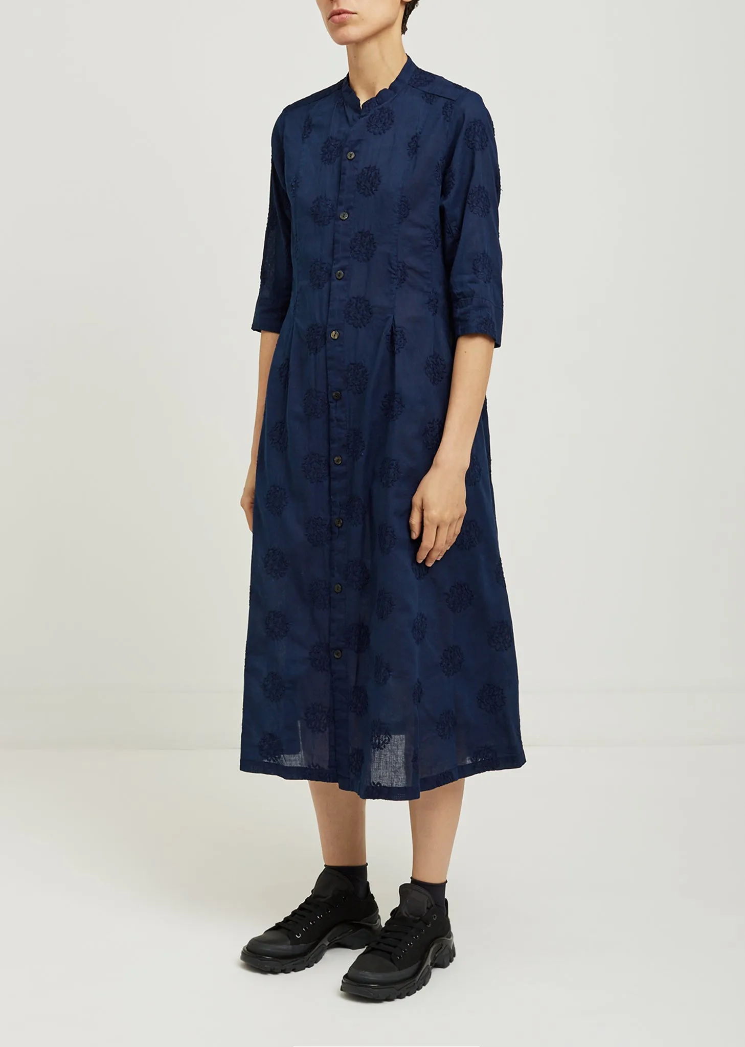 Hand Dyed Leaf Circle Embroidery Dress