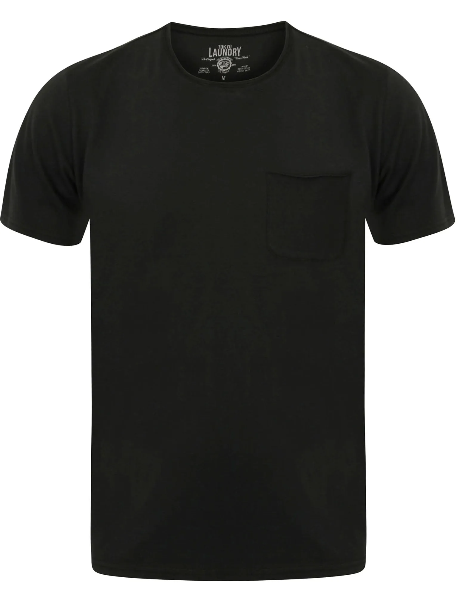 Hella Cotton Crew Neck T-Shirt with Chest Pocket in Jet Black - Tokyo Laundry