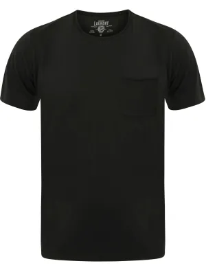 Hella Cotton Crew Neck T-Shirt with Chest Pocket in Jet Black - Tokyo Laundry