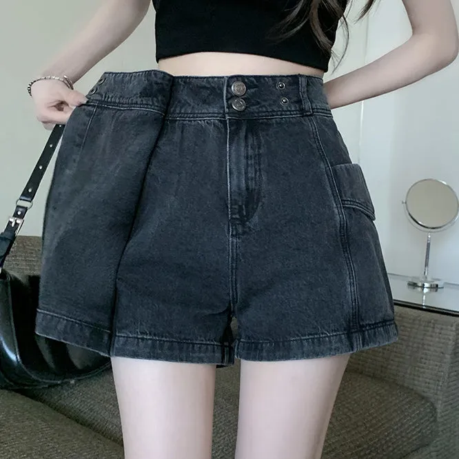 High Waist Irregular Denim Skirt Shorts