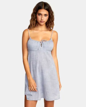 Houndstooth Overtime Mini Sun Dress - Blue Grey
