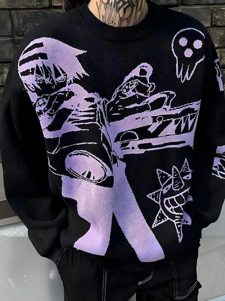 Jinquedai Y2K Anime Knitted Sweater