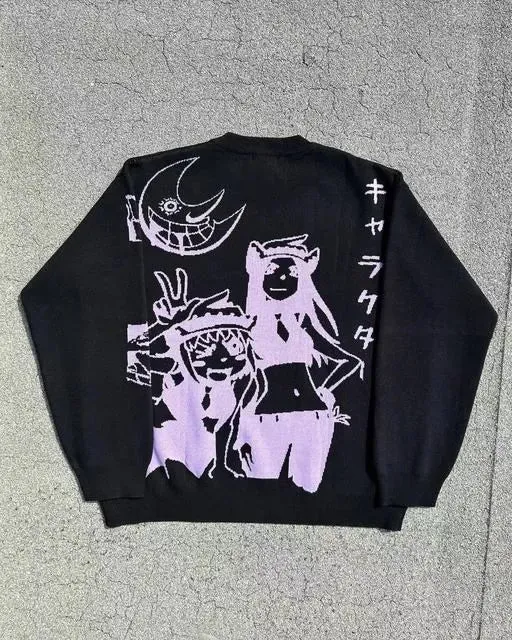 Jinquedai Y2K Anime Knitted Sweater