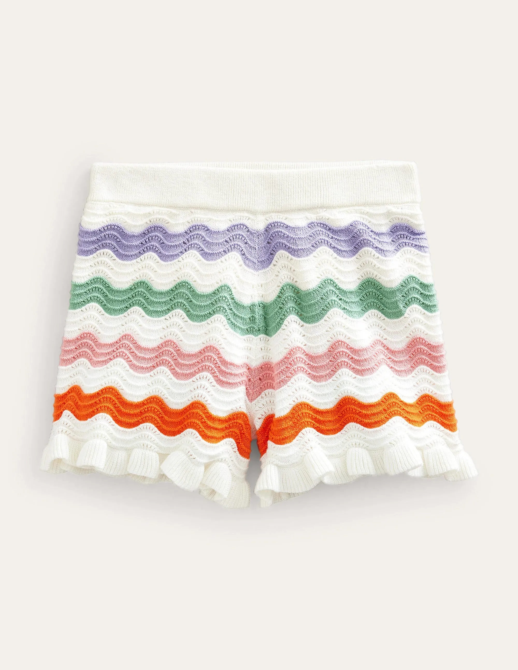 Knitted Frilled Shorts-Multi Rainbow