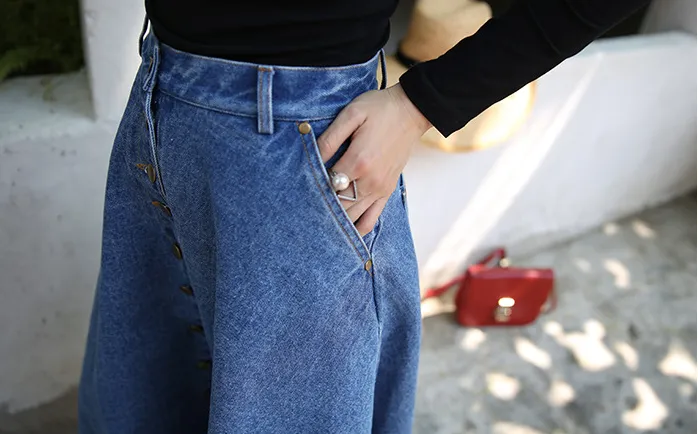 ladies high waist Korean denim long skirt