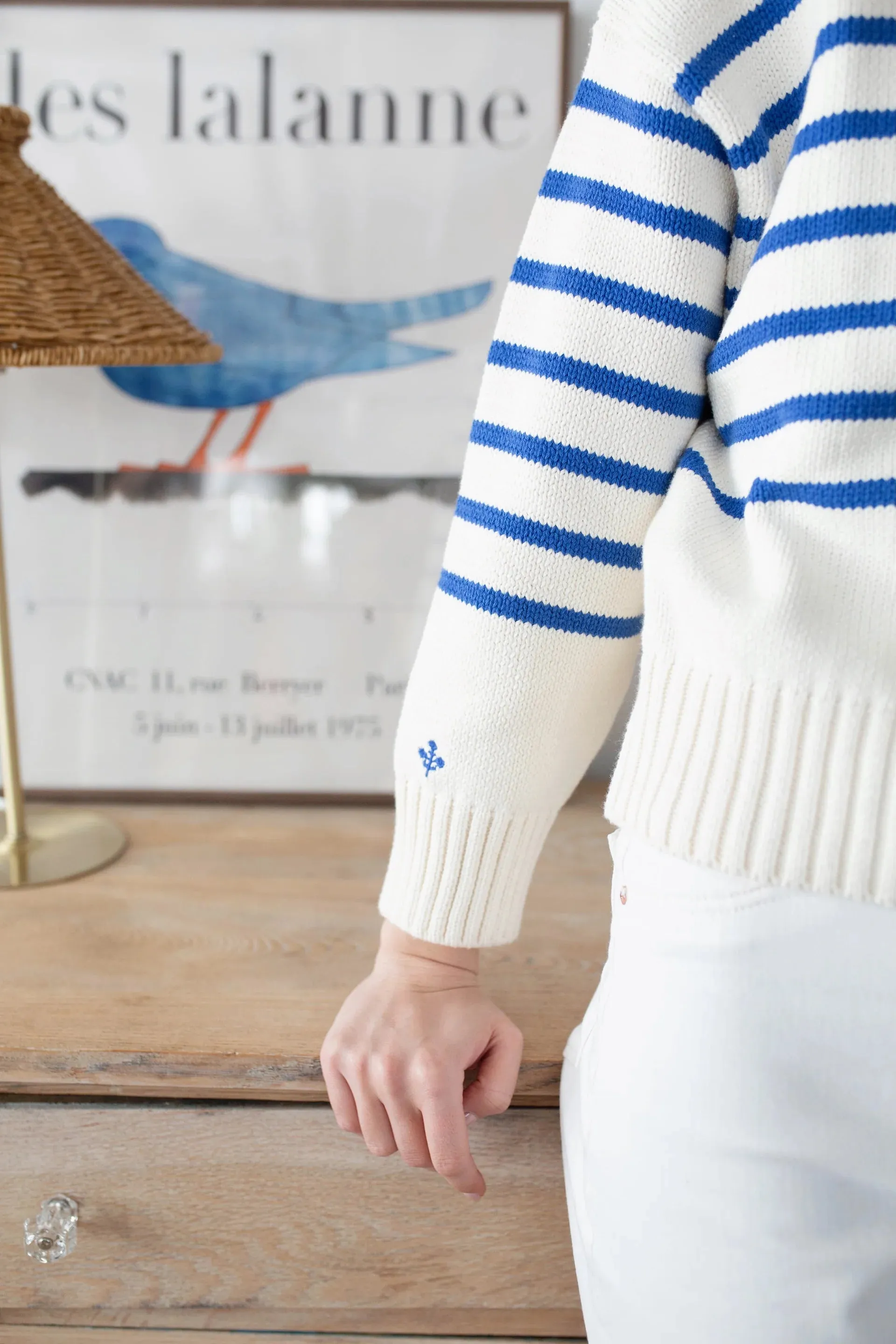 Lake Sweater - Ivory/Tidal Blue Stripe
