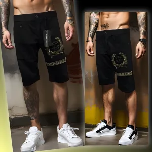 ^MAXI MILIAN^ (BLACK) ~KING~ DENIM SHORTS (SLIM FIT) (EMBROIDERED)