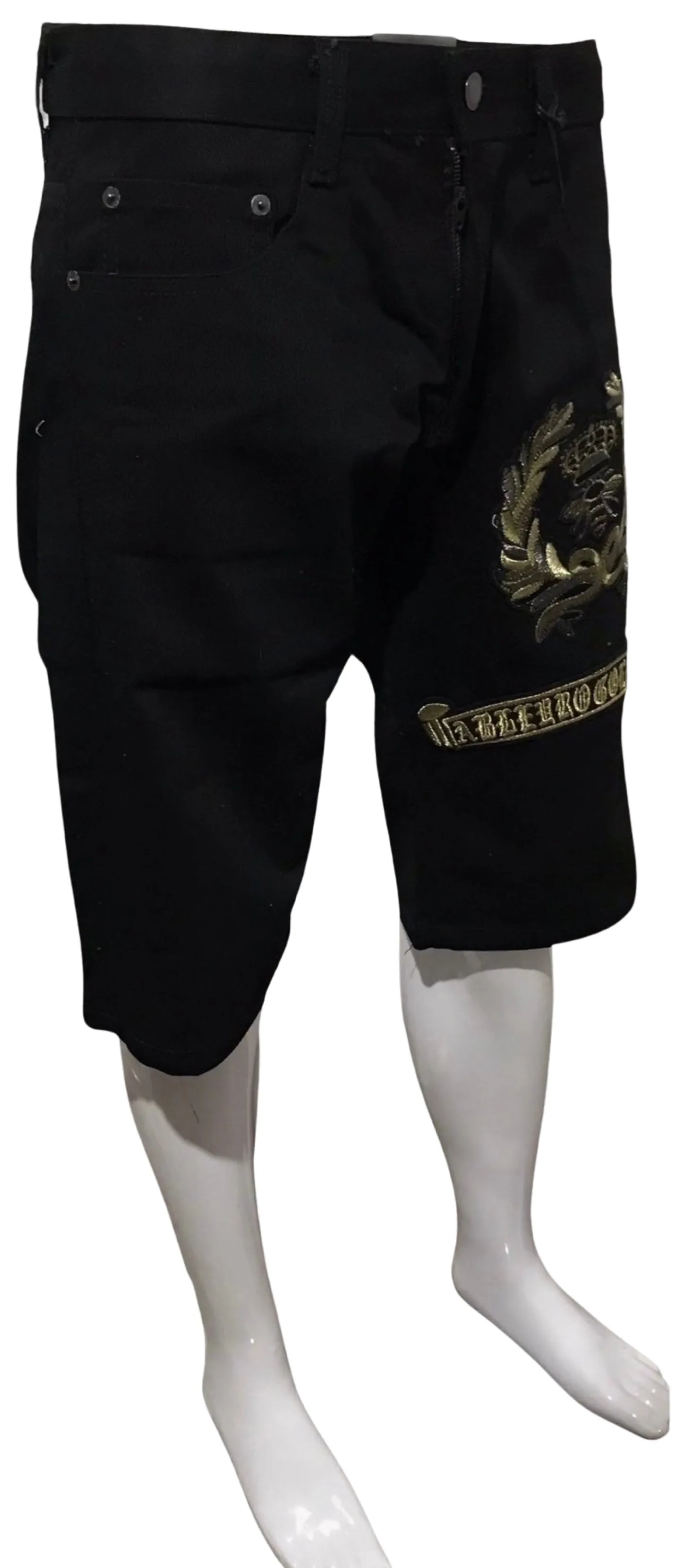 ^MAXI MILIAN^ (BLACK) ~KING~ DENIM SHORTS (SLIM FIT) (EMBROIDERED)