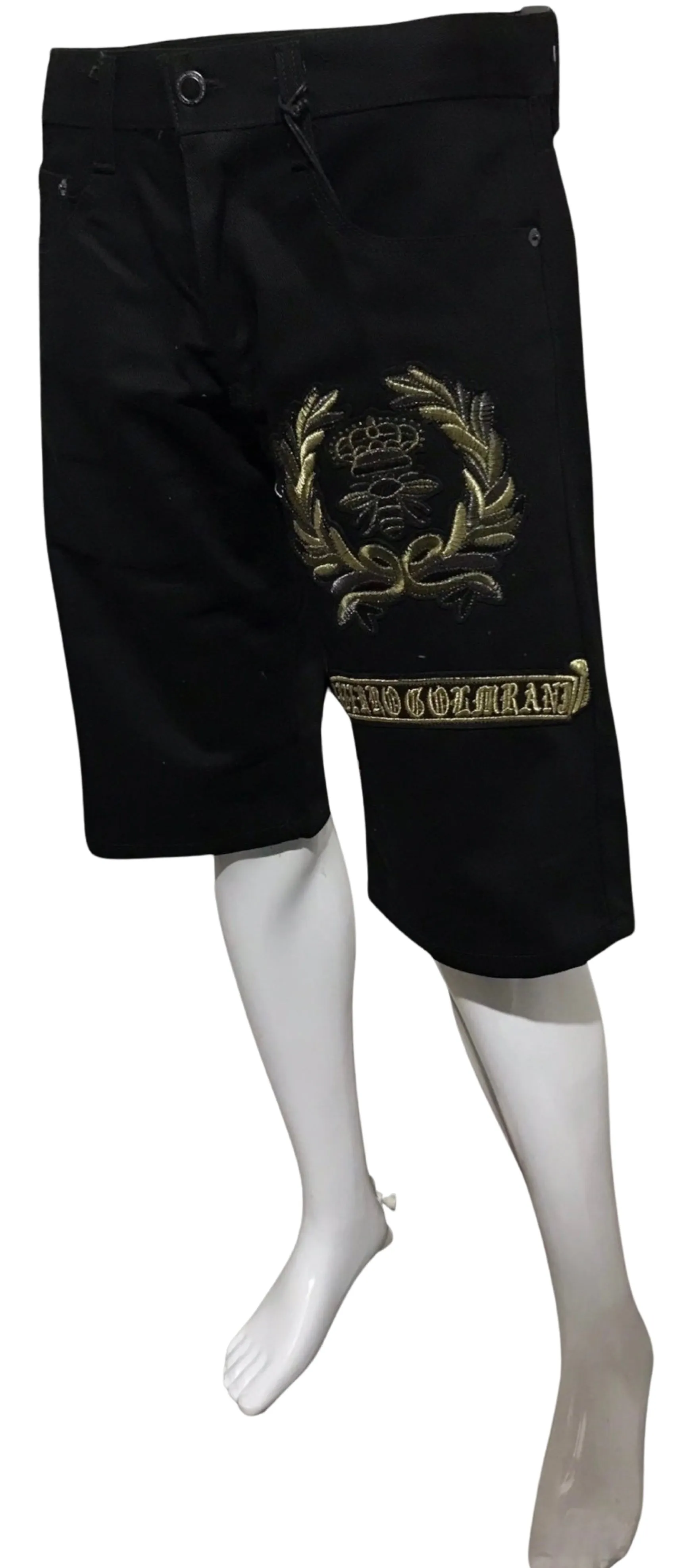 ^MAXI MILIAN^ (BLACK) ~KING~ DENIM SHORTS (SLIM FIT) (EMBROIDERED)