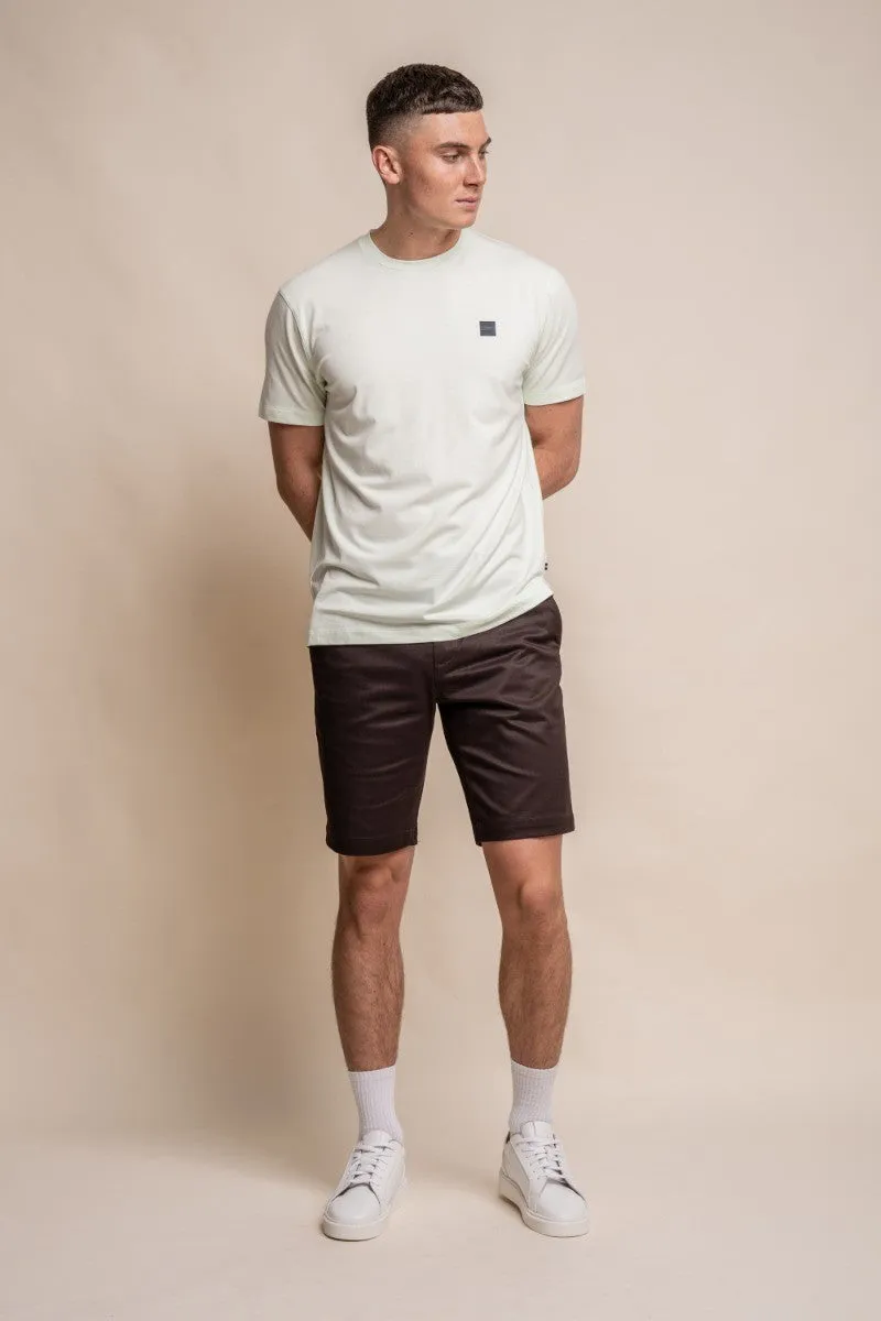 Men's Cotton Casual Slim Fit Chino Shorts - DAKOTA - Chocolate Brown