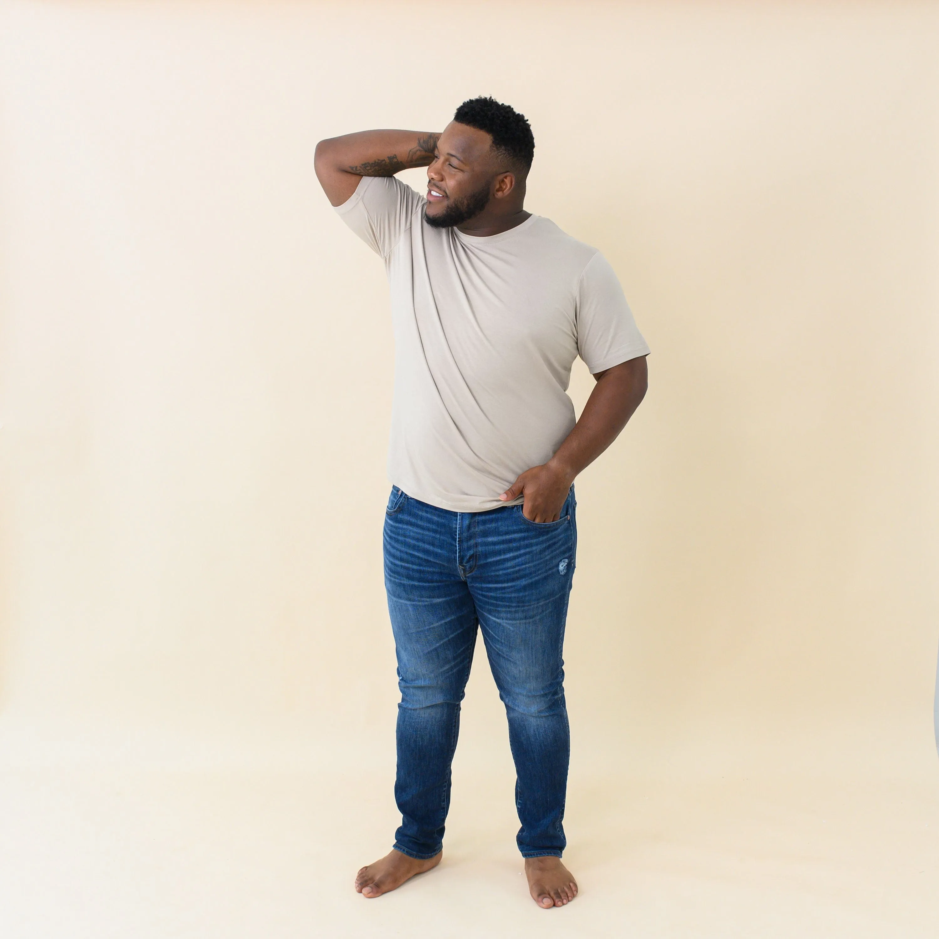 Men's Crew Neck Tee in Almond