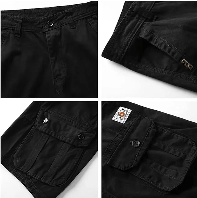 Men's Multi-Pocket Cargo Black Shorts