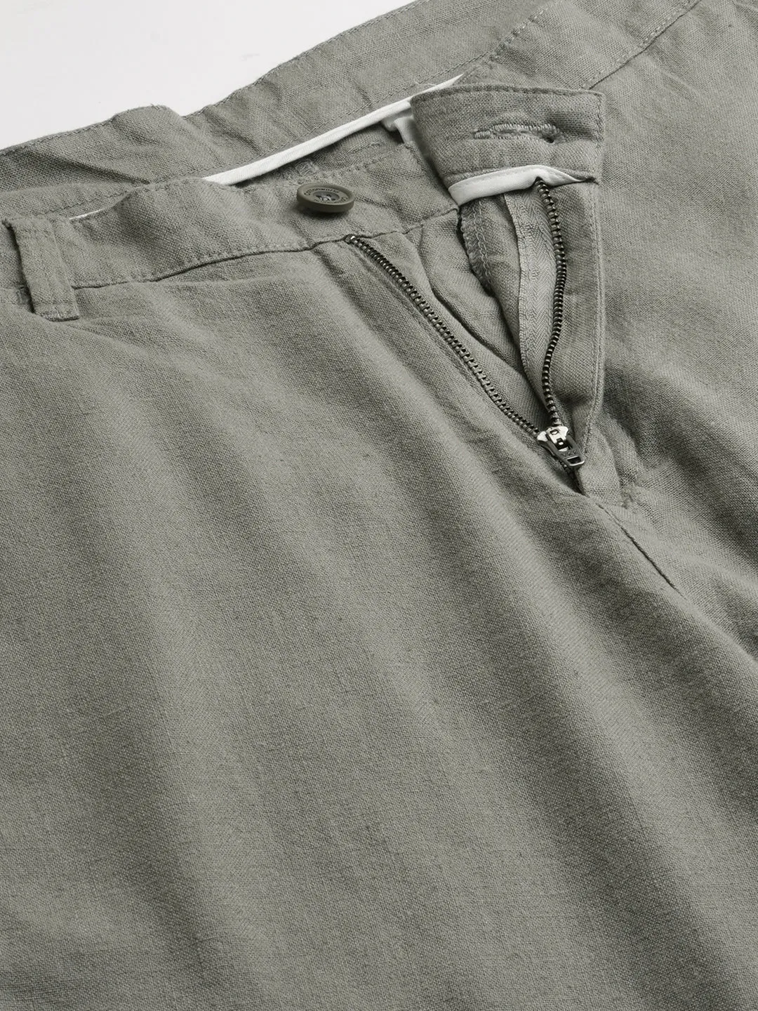 Men's Olive Linen Viscose Regular Fit Shorts