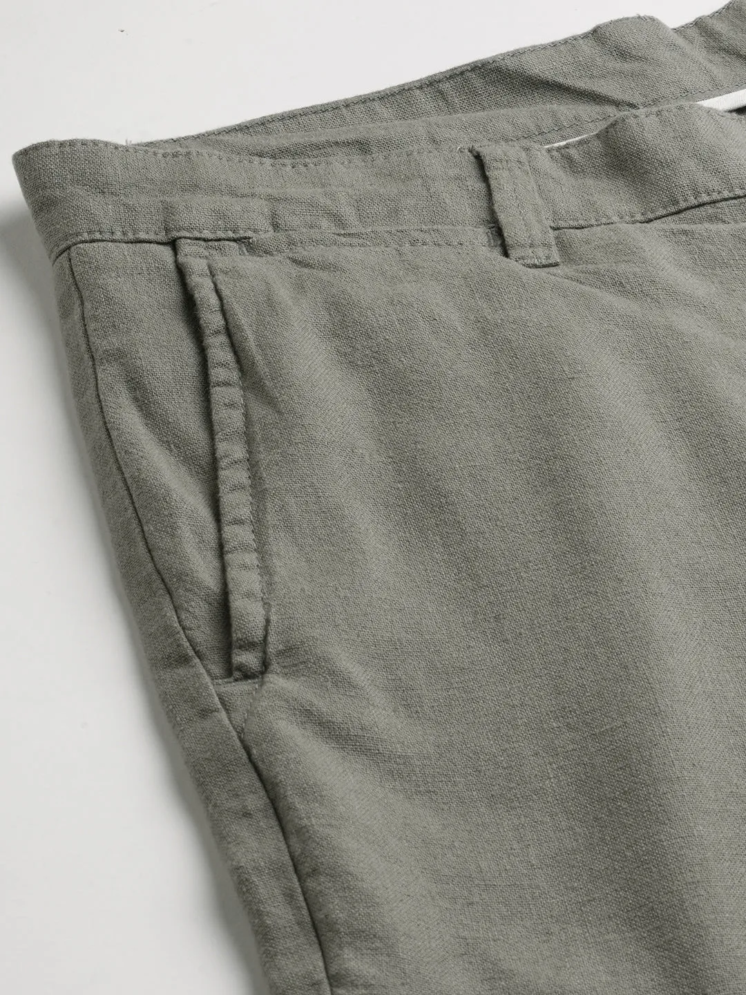 Men's Olive Linen Viscose Regular Fit Shorts