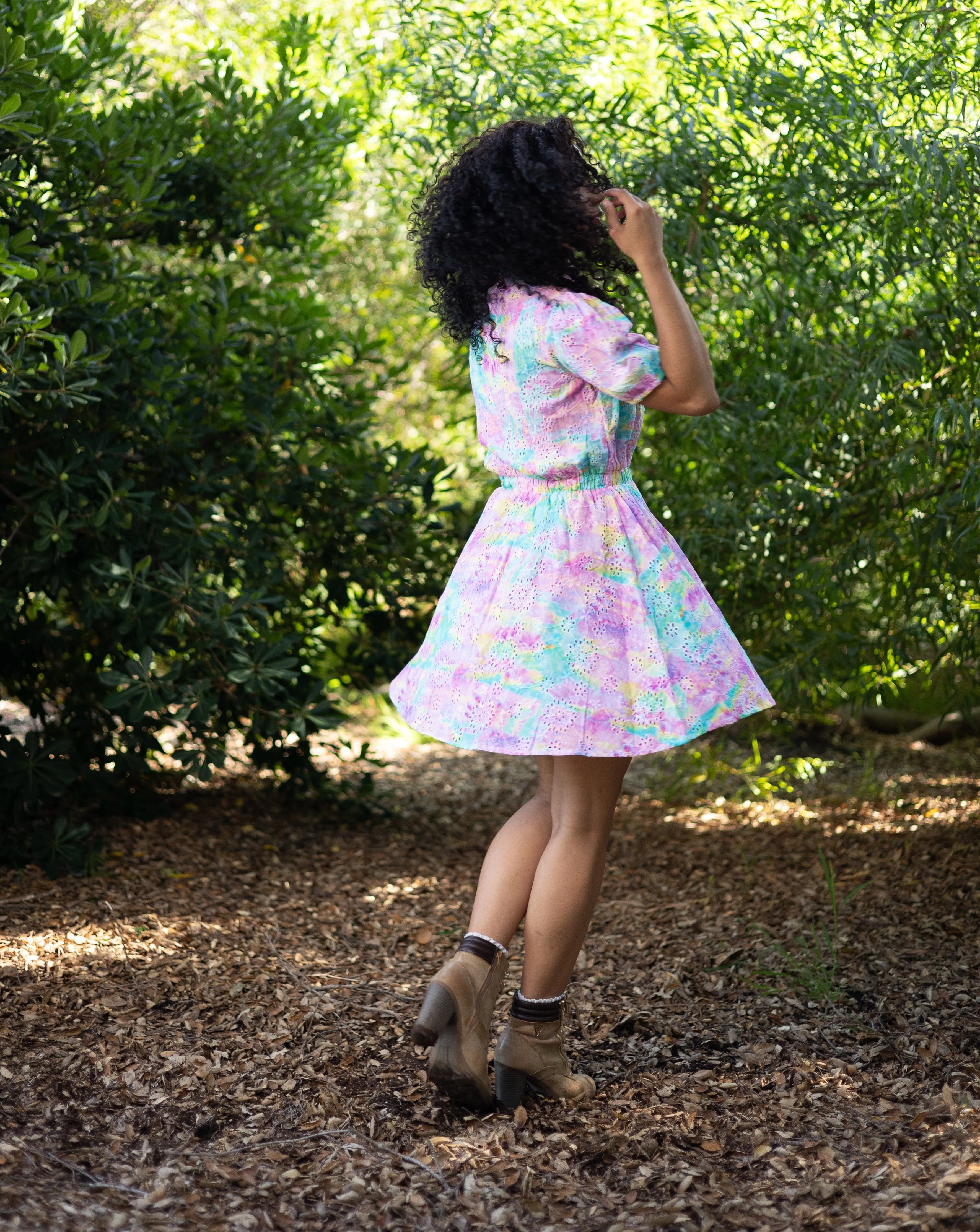 Mindy Rainbow Eyelet Floral Dress