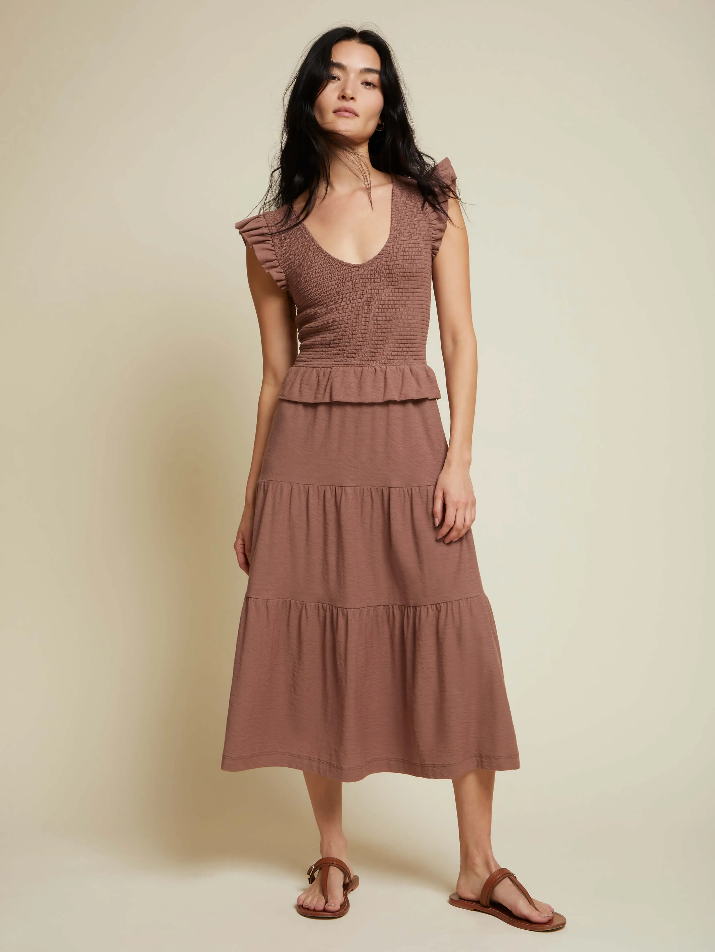 Nation LTD - Fabienne Fused Ruffle Dress in Mojave