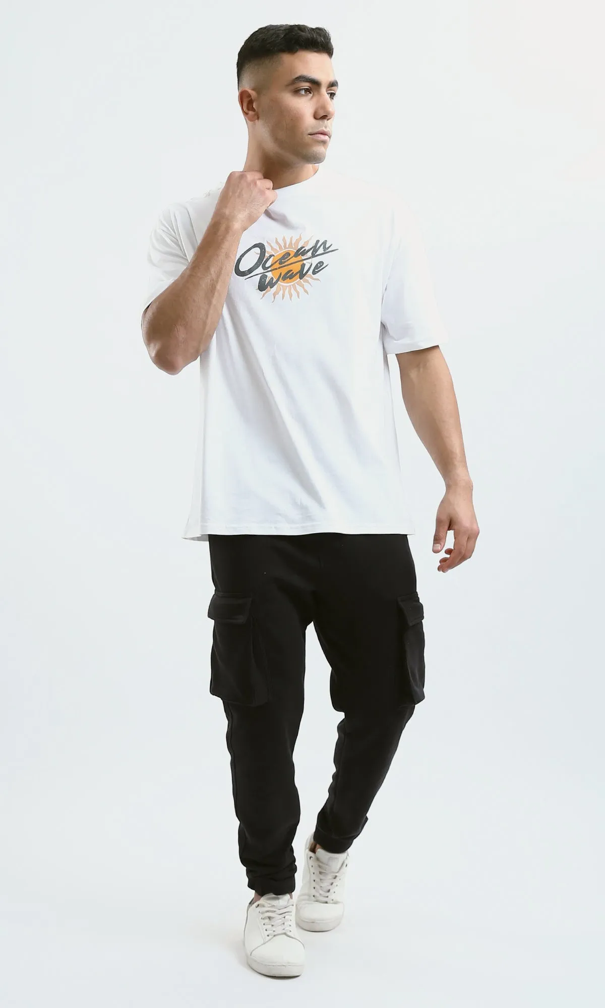 O178904 Black Slip On Solid Jogger Pants With Hem