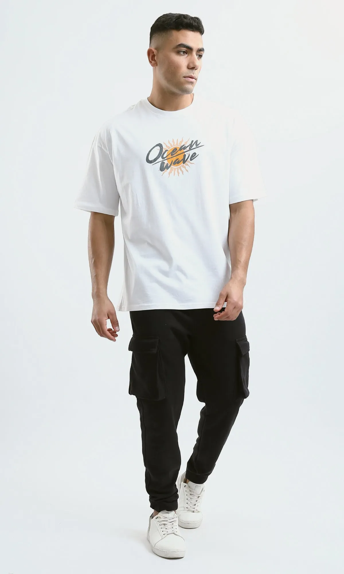 O178904 Black Slip On Solid Jogger Pants With Hem
