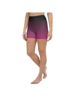 Ombre Black to Pink Yoga Shorts