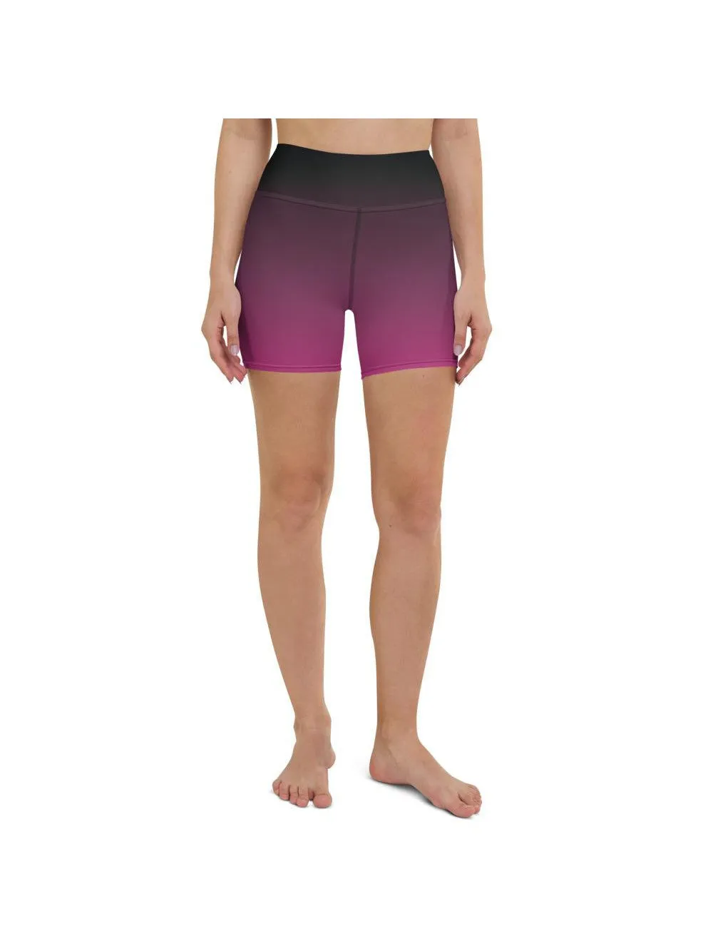 Ombre Black to Pink Yoga Shorts