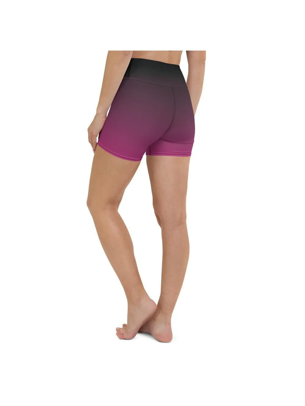 Ombre Black to Pink Yoga Shorts