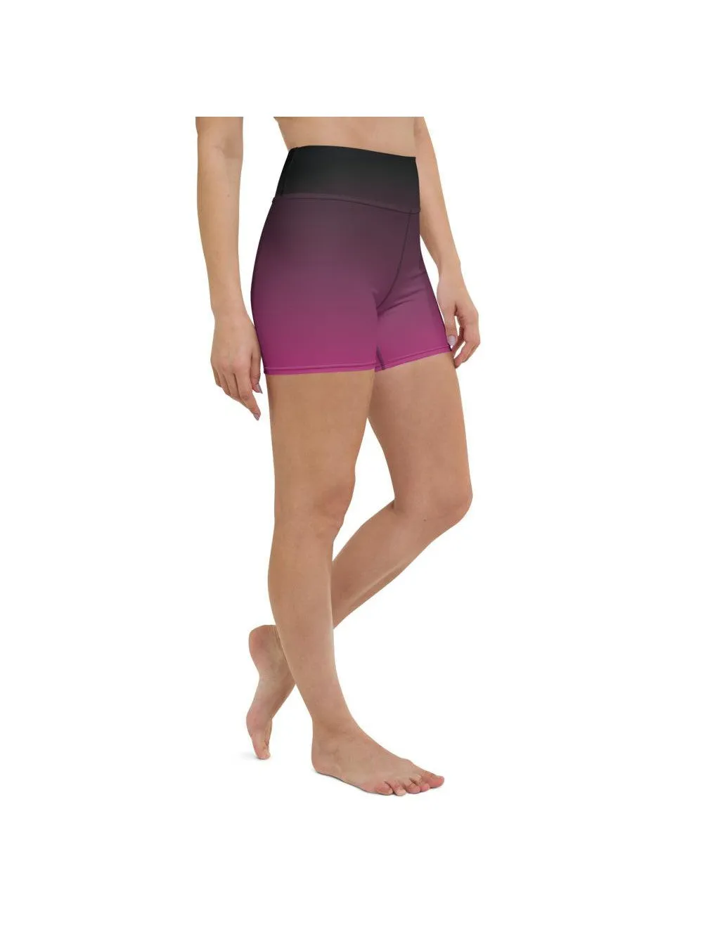 Ombre Black to Pink Yoga Shorts