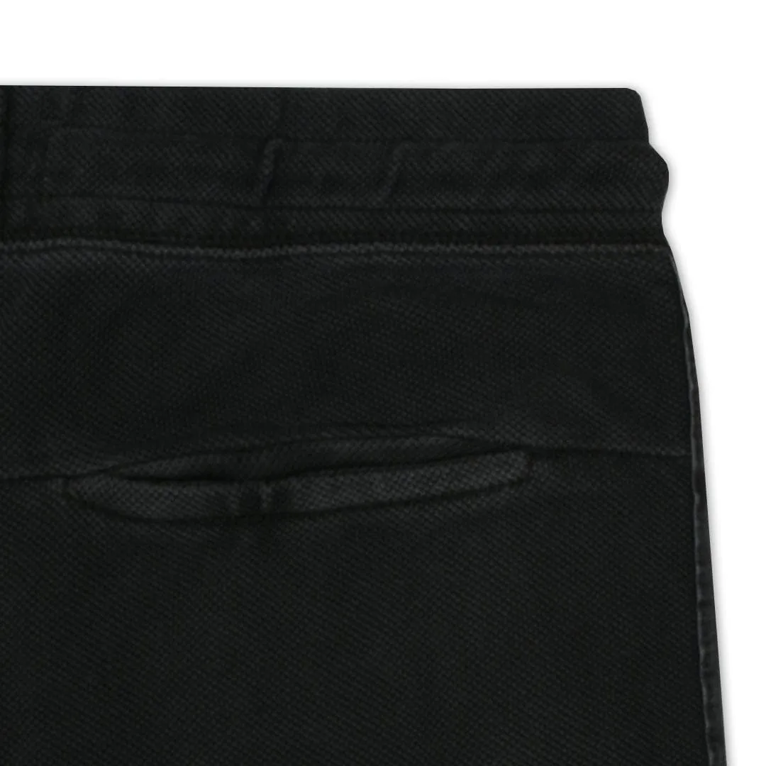 PIQUE DOUBLE TECH SLIM FIT BLACK JOGGER PANTS