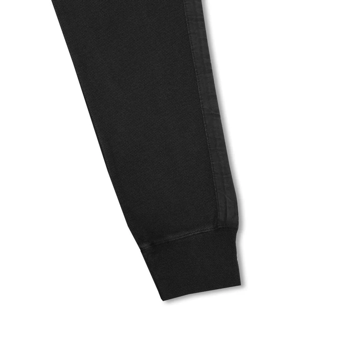 PIQUE DOUBLE TECH SLIM FIT BLACK JOGGER PANTS