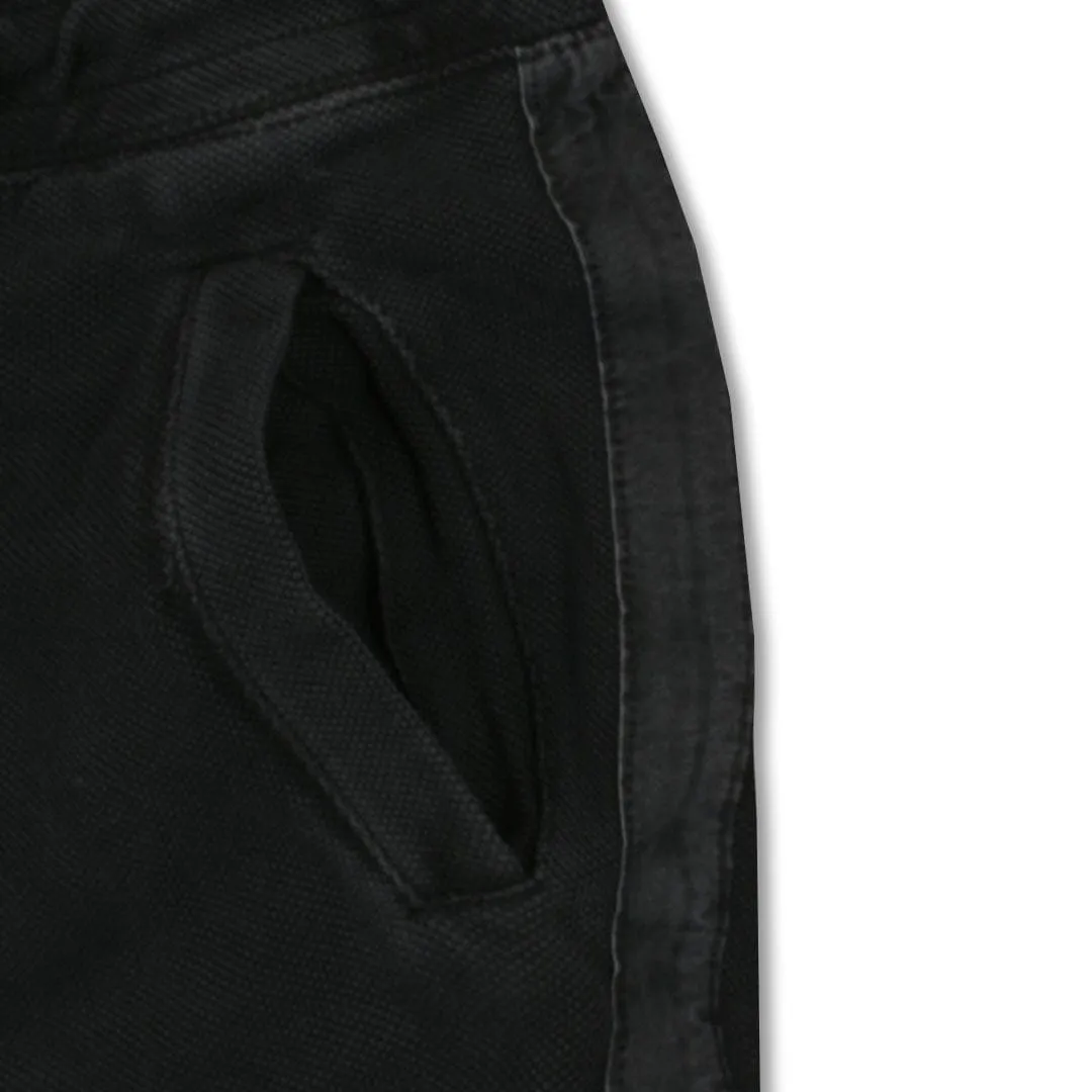 PIQUE DOUBLE TECH SLIM FIT BLACK JOGGER PANTS