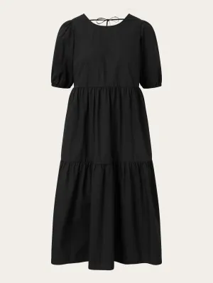 Puff sleeve poplin dress - Black Jet