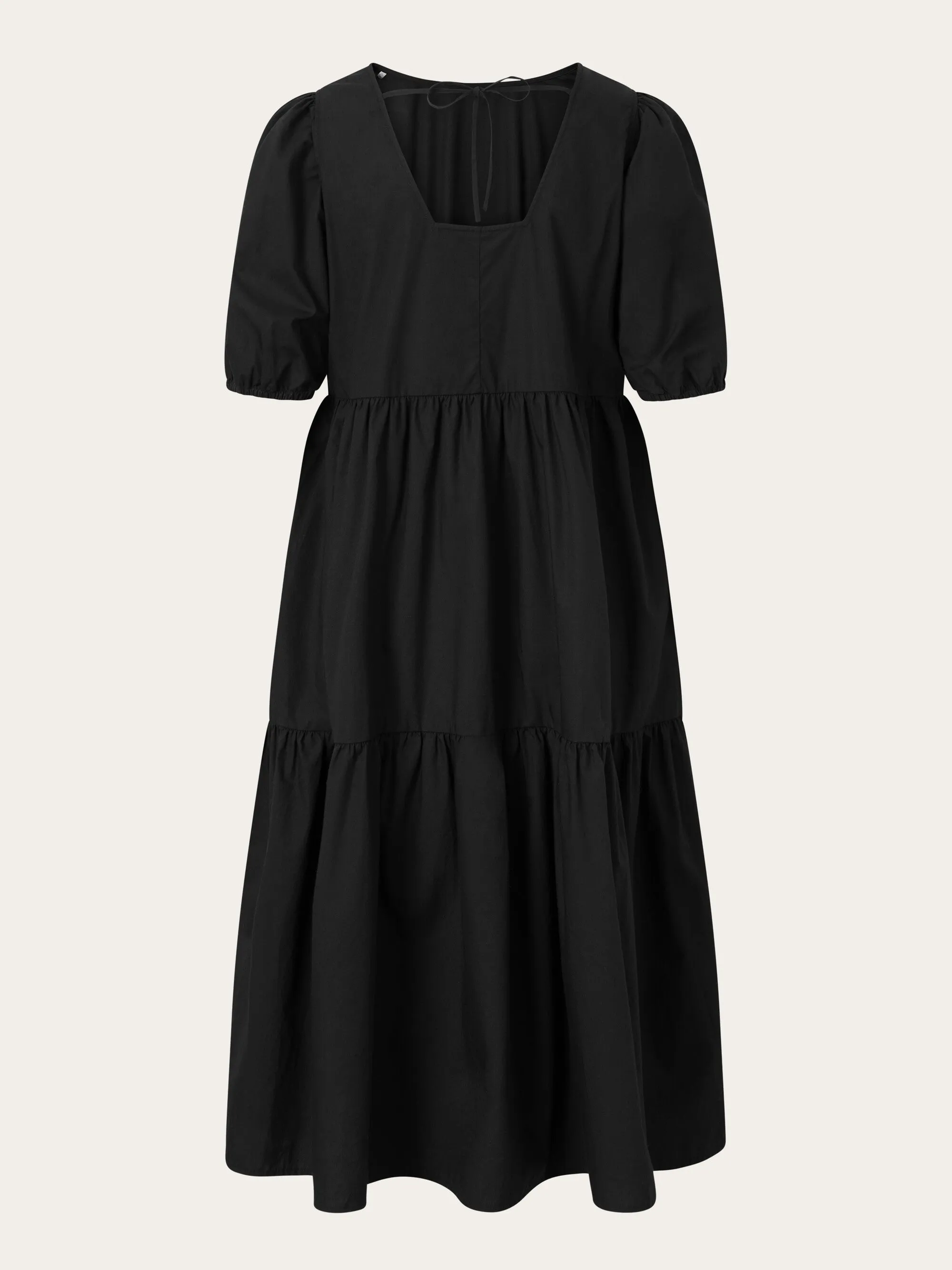 Puff sleeve poplin dress - Black Jet