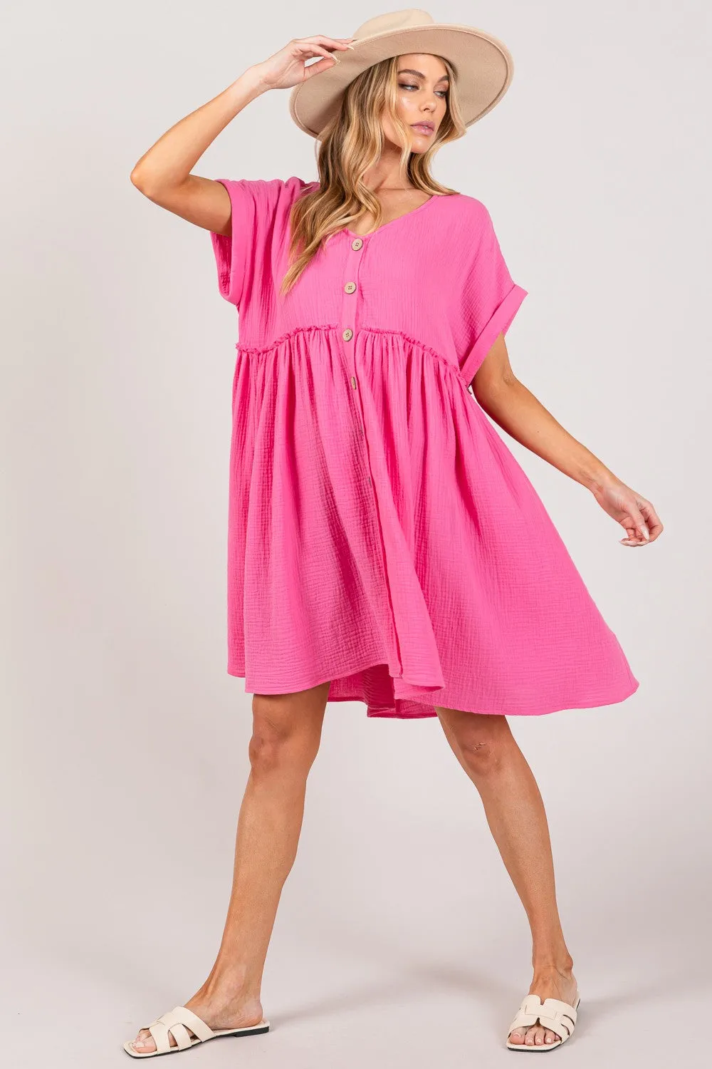SAGE   FIG Button Up Short Sleeve Dress