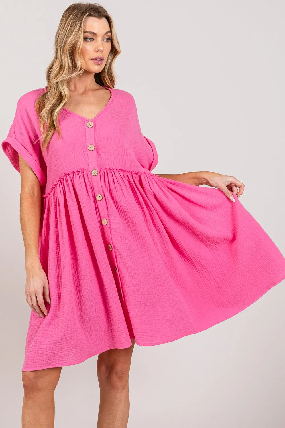 SAGE   FIG Button Up Short Sleeve Dress