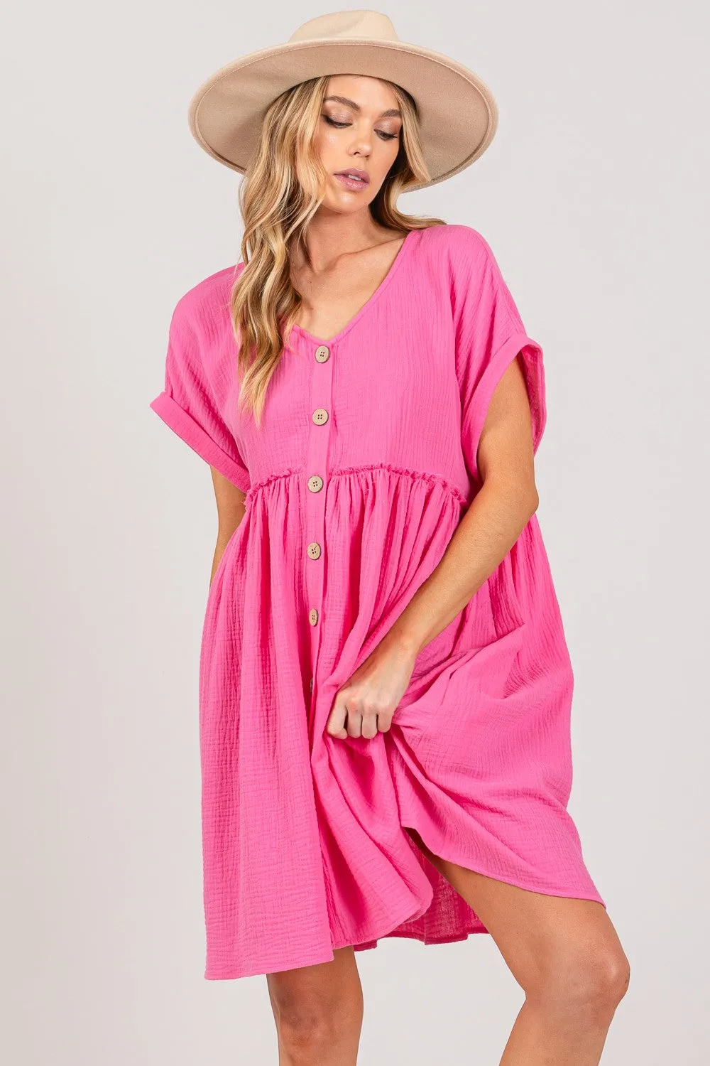SAGE   FIG Button Up Short Sleeve Dress