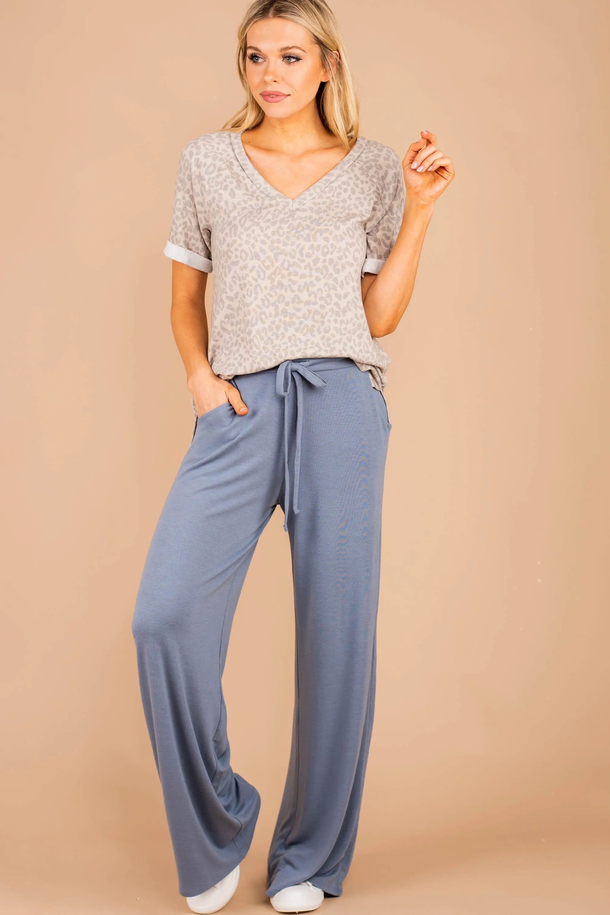 Save Some Time Cement Gray Palazzo Pants