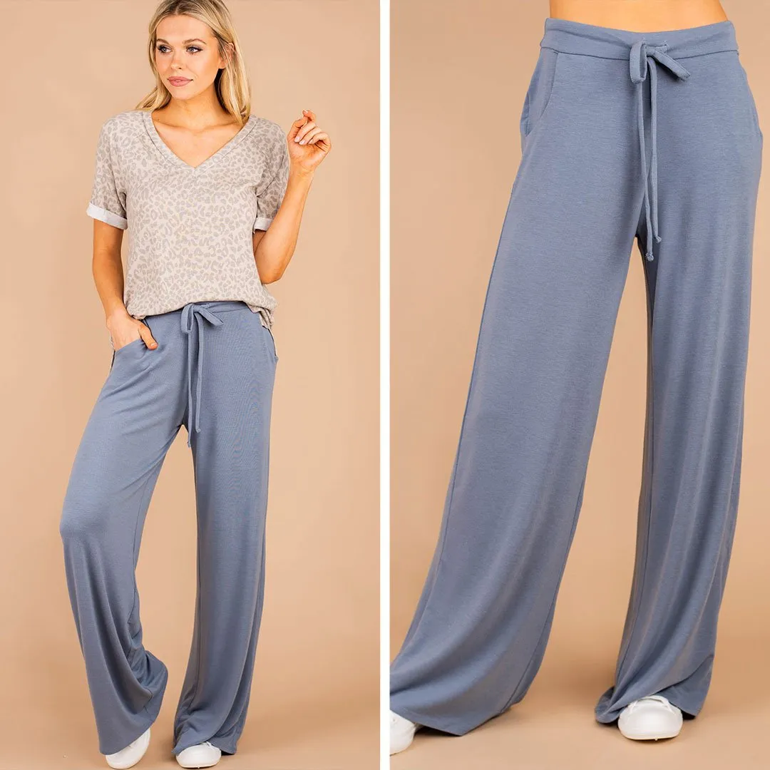 Save Some Time Cement Gray Palazzo Pants