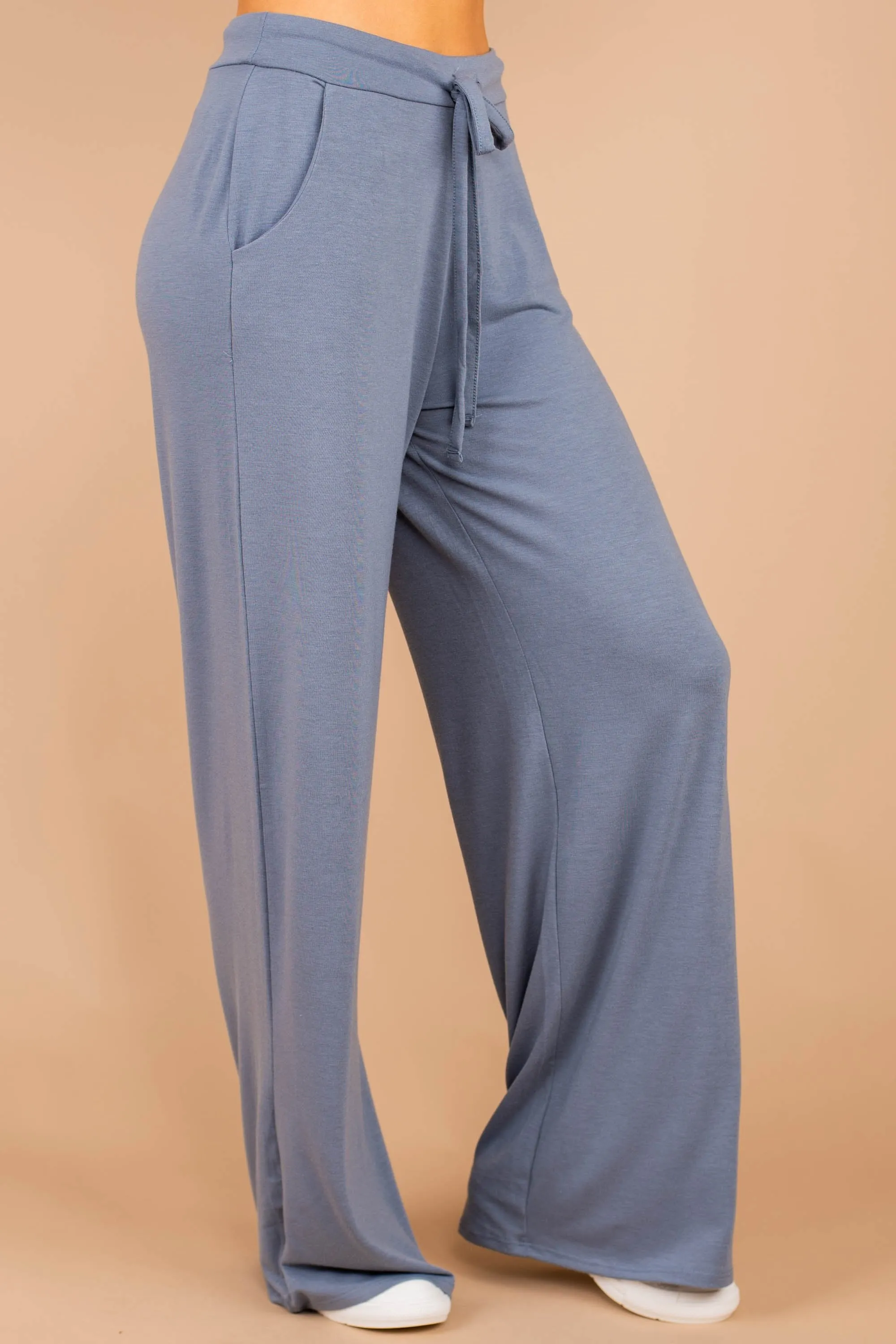 Save Some Time Cement Gray Palazzo Pants
