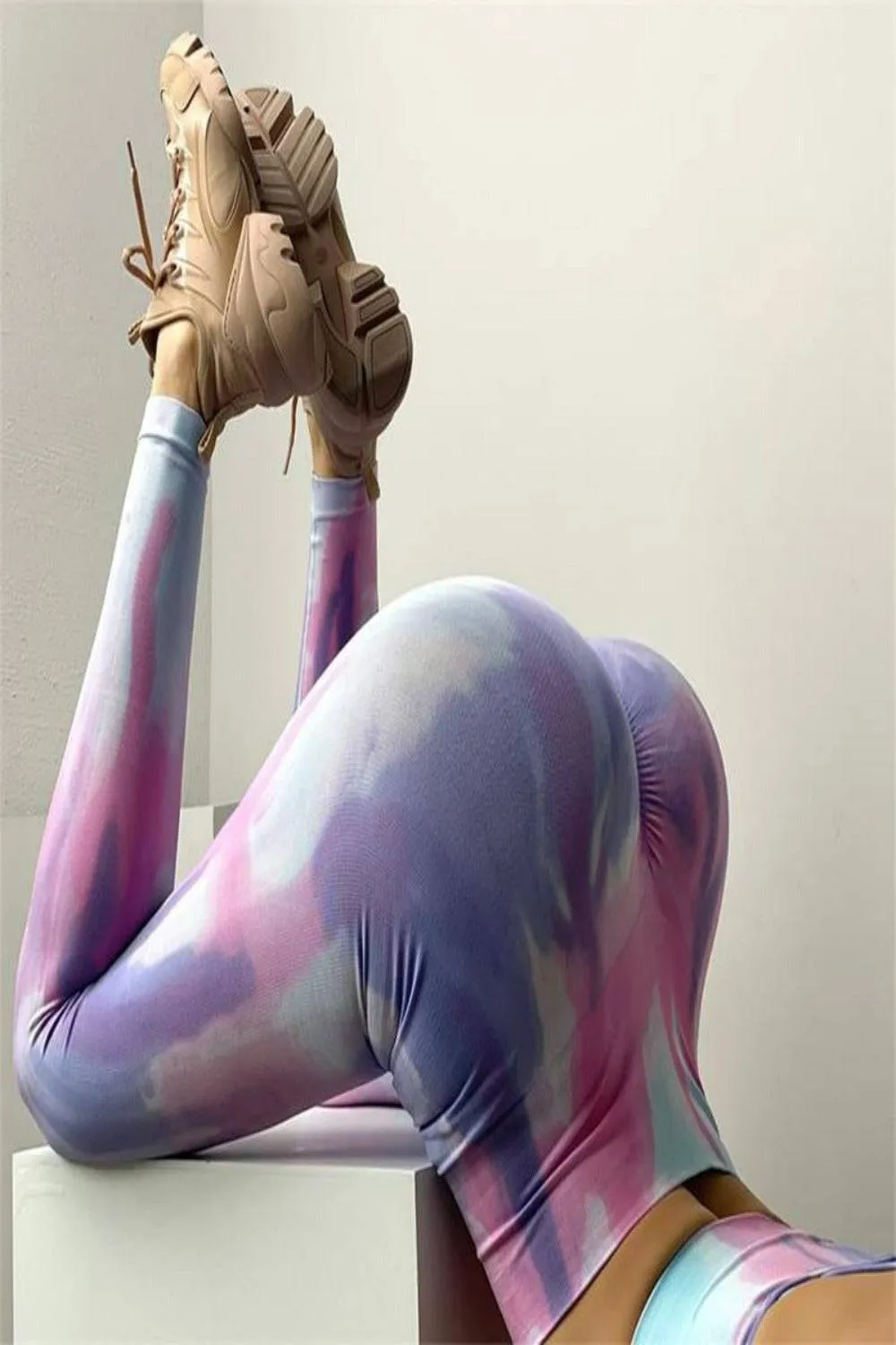 Seamless Tie Dye Gym Workout Yoga Leggings 2 Piece Set