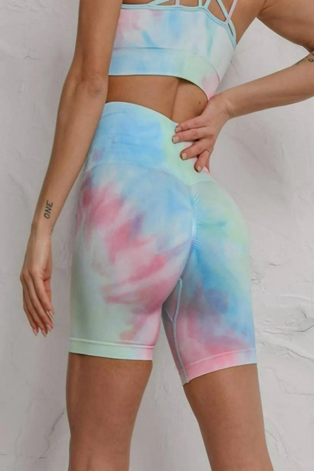 Seamless Tie Dye Gym Workout Yoga Leggings 2 Piece Set