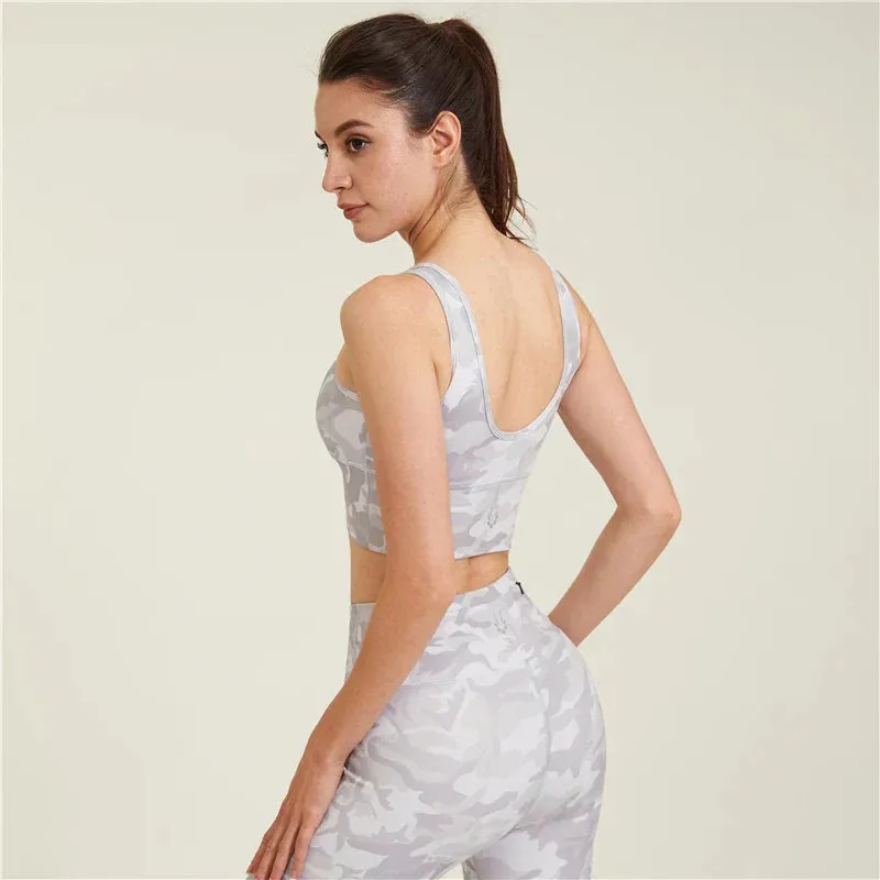 Sports Bra Camouflage Yoga Crop Top Women Push Up Underwear Shockproof Fitness Vest Gym Sportswear Sports Bra