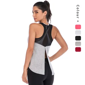 Sporty Tank Top Splitted Mesh Breathable Yoga Europe Quick Dry Women Activewear