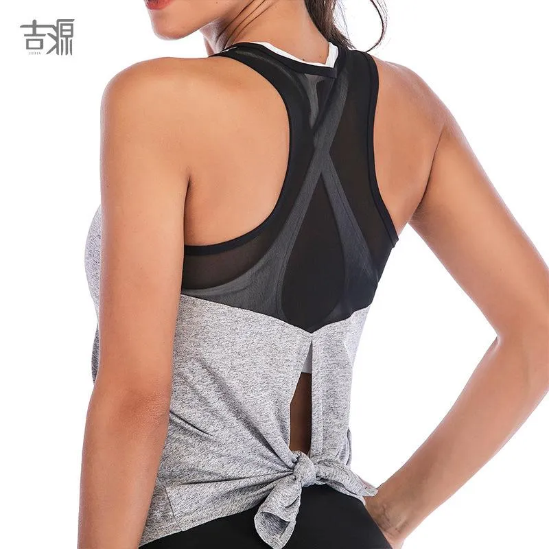 Sporty Tank Top Splitted Mesh Breathable Yoga Europe Quick Dry Women Activewear