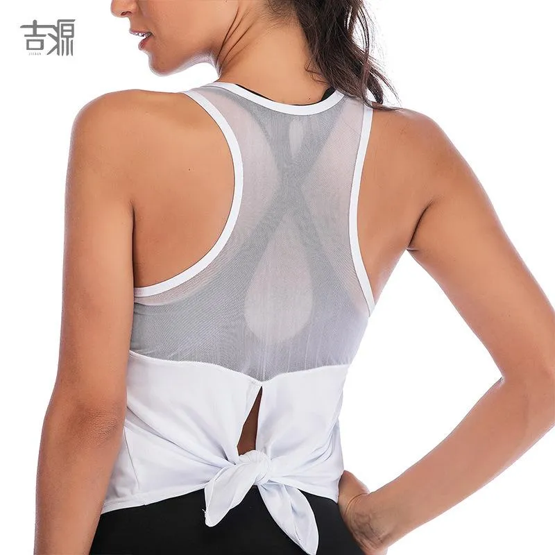 Sporty Tank Top Splitted Mesh Breathable Yoga Europe Quick Dry Women Activewear
