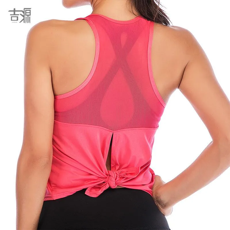 Sporty Tank Top Splitted Mesh Breathable Yoga Europe Quick Dry Women Activewear