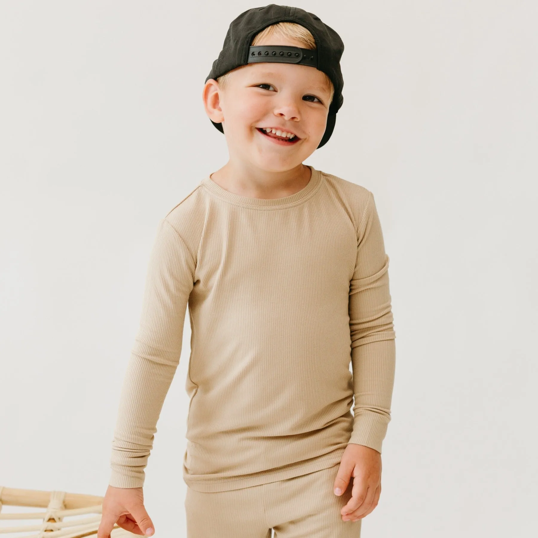 Tan Small Ribbed Two-Piece Set
