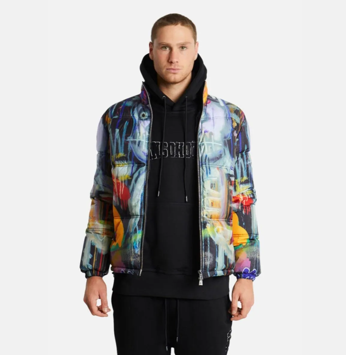 Tango Hotel Skull Drip Puffer Jacket (Multi)