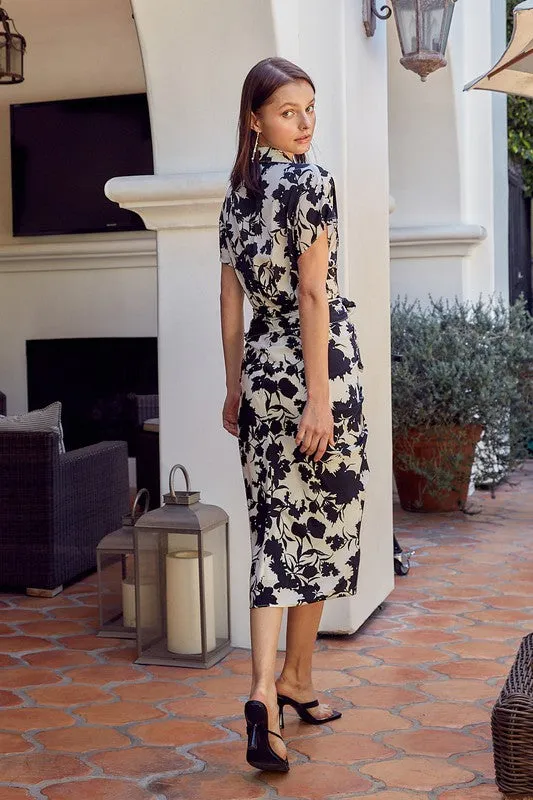 TEEK - Black Multi Color Front Tie Dress