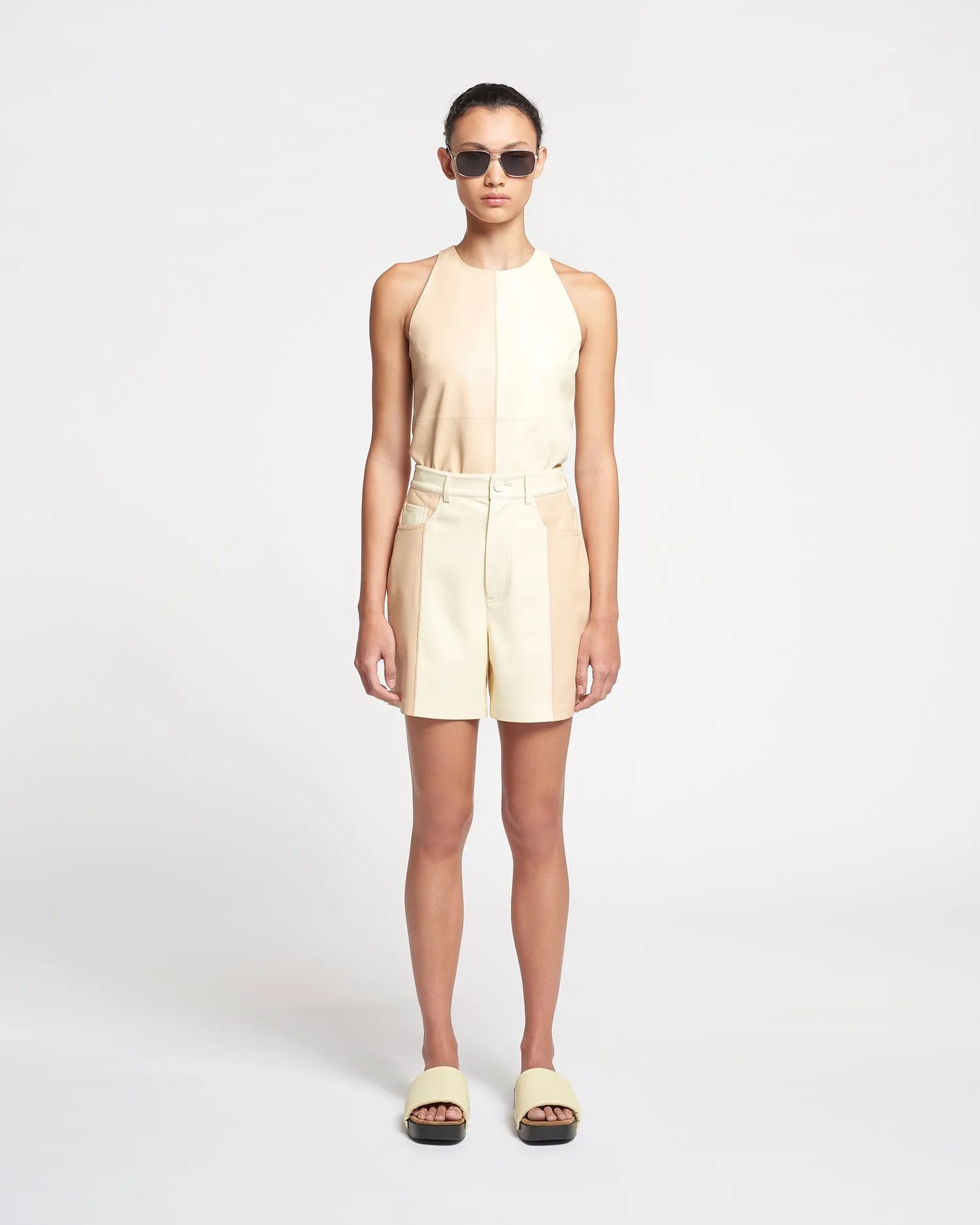 Teza - Alt-Leather Top - Eggshell/Vanilla